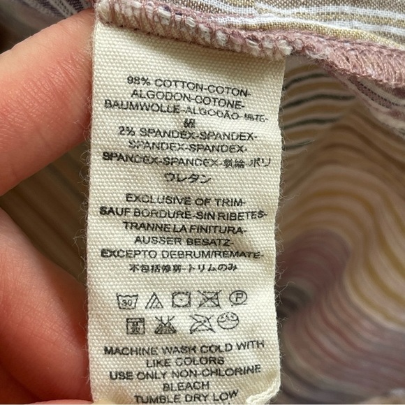 Free People High Tide Striped Boho Button-Down Top blouse pink white size S - Picture 11 of 13